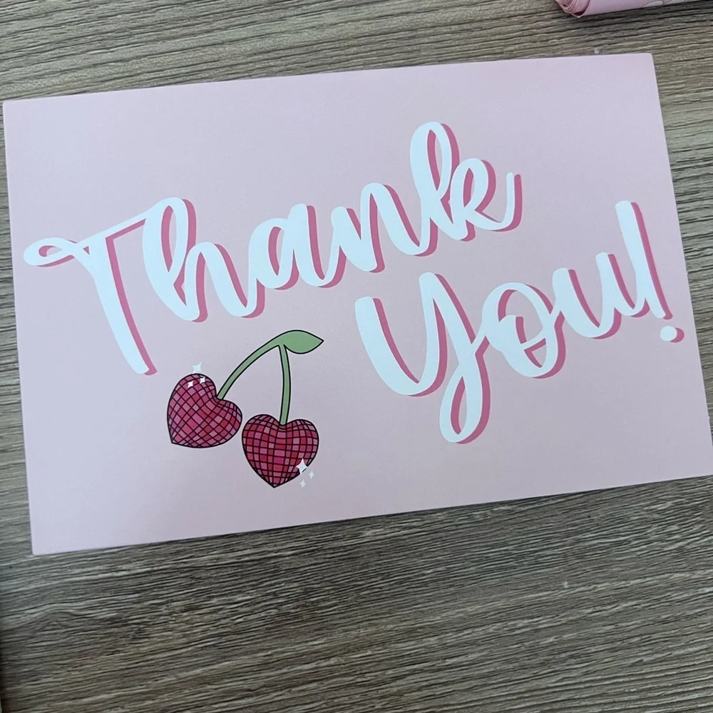50PC Small Shipping Bundle-25(7.5x10.5) Cherry Poly Mailers + 25 Thank You Cards
